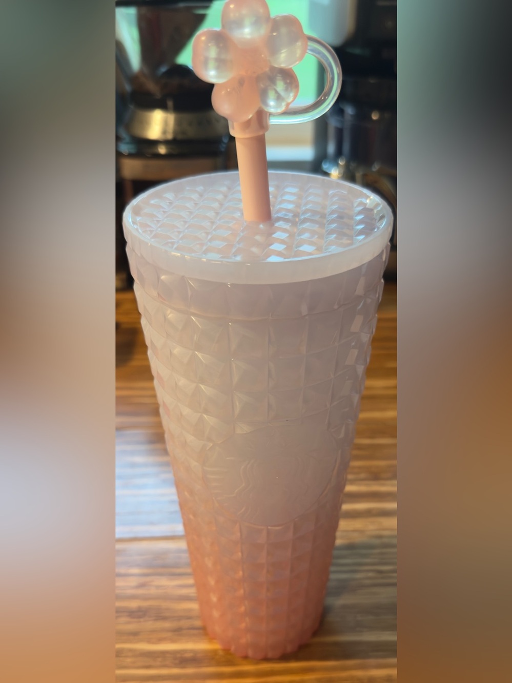Starbucks Pale Pink Textured Reusable Tumbler with Flower Straw